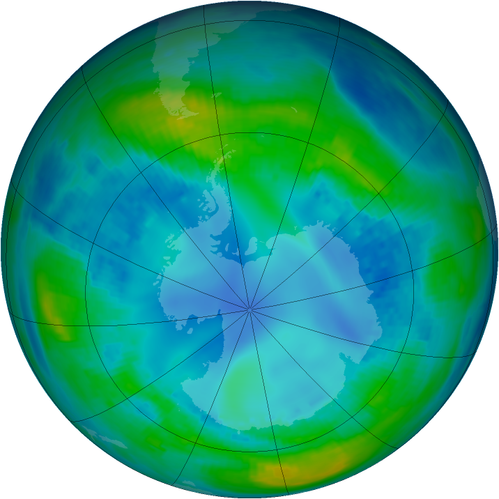 Antarctic ozone map for 03 May 1992